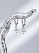 Crystal Charm Hoop Earrings • Dainty Hoop Earrings for Women