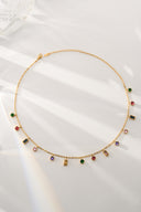 Rainbow Crystal Charm Drop Necklace