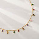 Rainbow Crystal Charm Drop Necklace