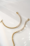 Crystal toggle bracelet with baguette stones and chain for women
