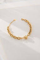 Chain Link Heart Bracelet - Chunky Gold Chain Bracelet with Heart Charm
