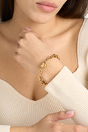 Chain Link Heart Bracelet - Chunky Gold Chain Bracelet with Heart Charm