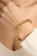 Chain Link Heart Bracelet - Chunky Gold Chain Bracelet with Heart Charm