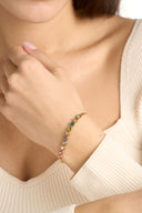 Multi-Color Crystal Bracelet - Delicate Chain Bracelet with Rainbow Crystals