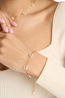 Pearl Flower Bracelet - Delicate Chain Bracelet with Pearl Blooms