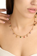 Colorful Charm Necklace, Dainty Gold Necklace for Women, Clean Girl Aesthetic Jewelry, Minimalist Layering Necklace, Summer Jewelr