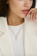 Cross Necklace - Delicate Gold Crystal Cross Pendant Necklace