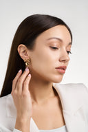 Gold Tone Bow Heart Earrings