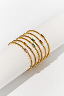 Birthstone Bracelet | Gold Beaded Birthstone Bracelet, Dainty Stacking Bracelet, Gift for Her