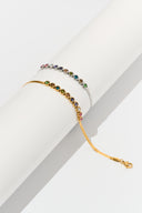 Multi-Color Crystal Bracelet - Delicate Chain Bracelet with Rainbow Crystals