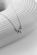 Bow Necklace - Delicate Ribbon Bow Pendant Necklace Gold Silver