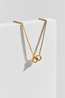 Interlocking Circles Necklace - Minimalist Gold Double Ring Pendant Necklace