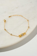 MOM Bracelet - Delicate Chain Bracelet with Crystal Heart Charm