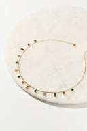 Rainbow Crystal Charm Drop Necklace