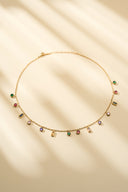 Rainbow Crystal Charm Drop Necklace