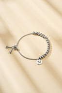 Beaded Initial Bracelet - Adjustable Slider Bracelet with Personalized Letter Charm