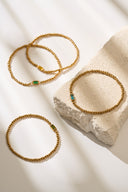 Birthstone Bracelet - Beaded Stretch Bracelet with Crystal Birthstone Charm