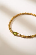 Birthstone Bracelet - Beaded Stretch Bracelet with Crystal Birthstone Charm