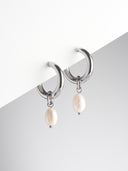 Pearl Drop Hoop Earrings – Dainty Minimalist Earrings for Women