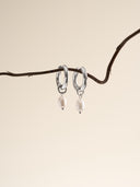 Freshwater Pearl Hoop Earrings - Sterling Silver Drop Hoops for Women