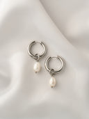 Freshwater Pearl Hoop Earrings - Sterling Silver Drop Hoops for Women